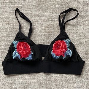 Rose Embroidered Bralette - VS Pink
